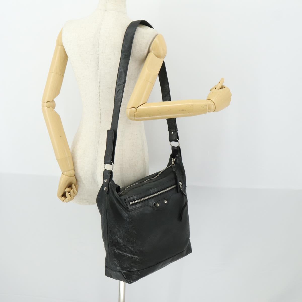 BALENCIAGA The Classic Day Shoulder Bag Leather Black 272409 Auth 163552