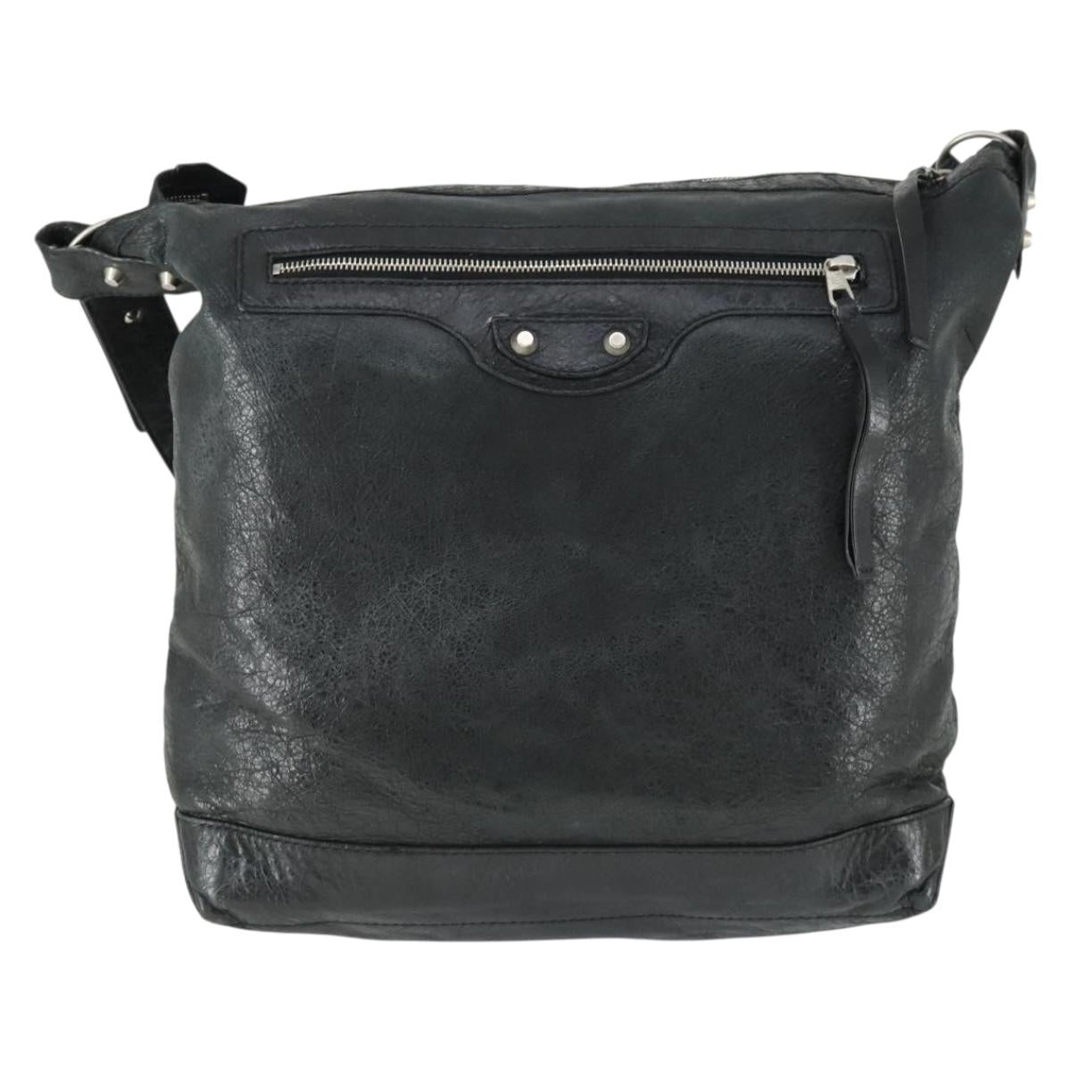 BALENCIAGA The Classic Day Shoulder Bag Leather Black 272409 Auth 163552