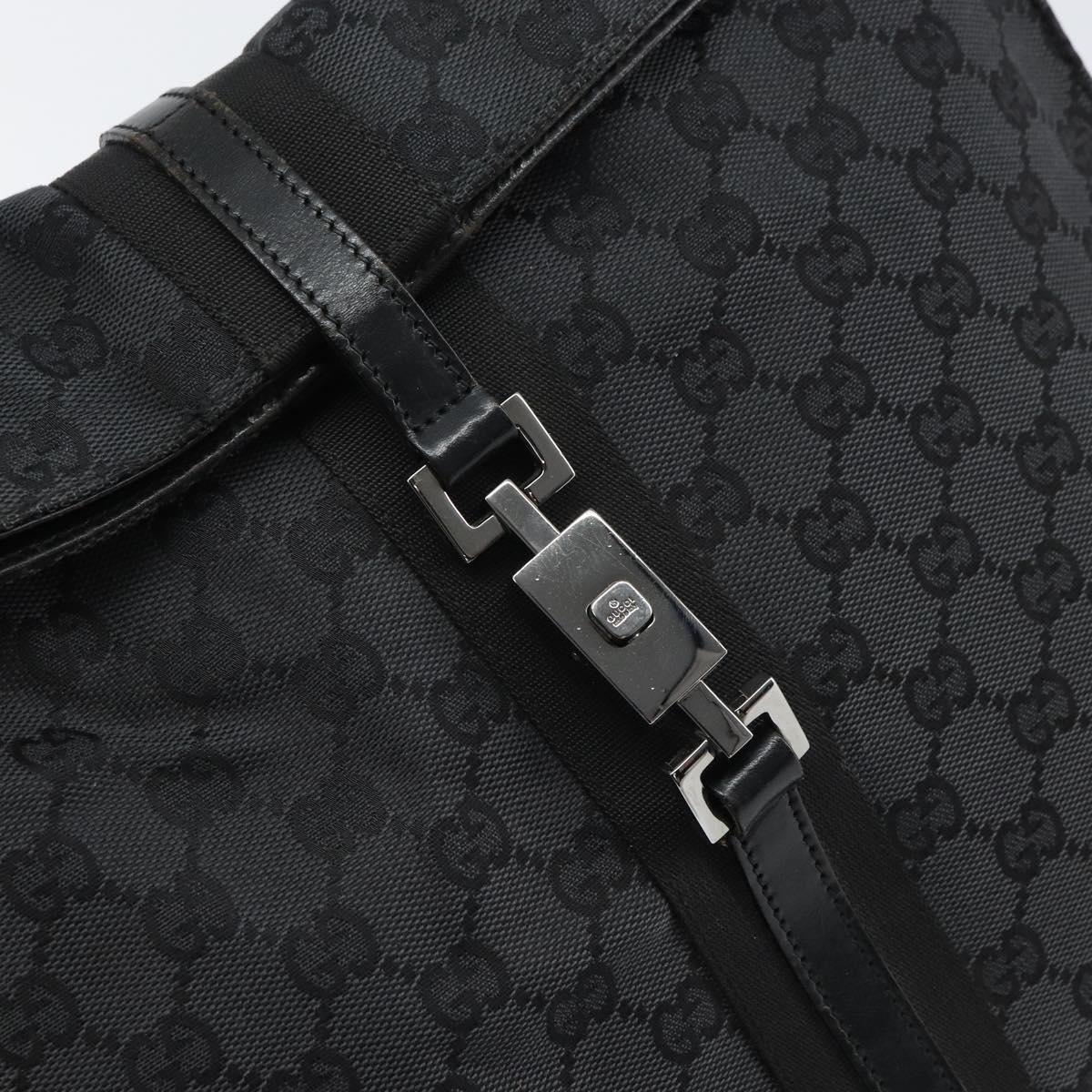 GUCCI GG Canvas Jackie Shoulder Bag Black Silver 001 3355 2123 Auth 163556