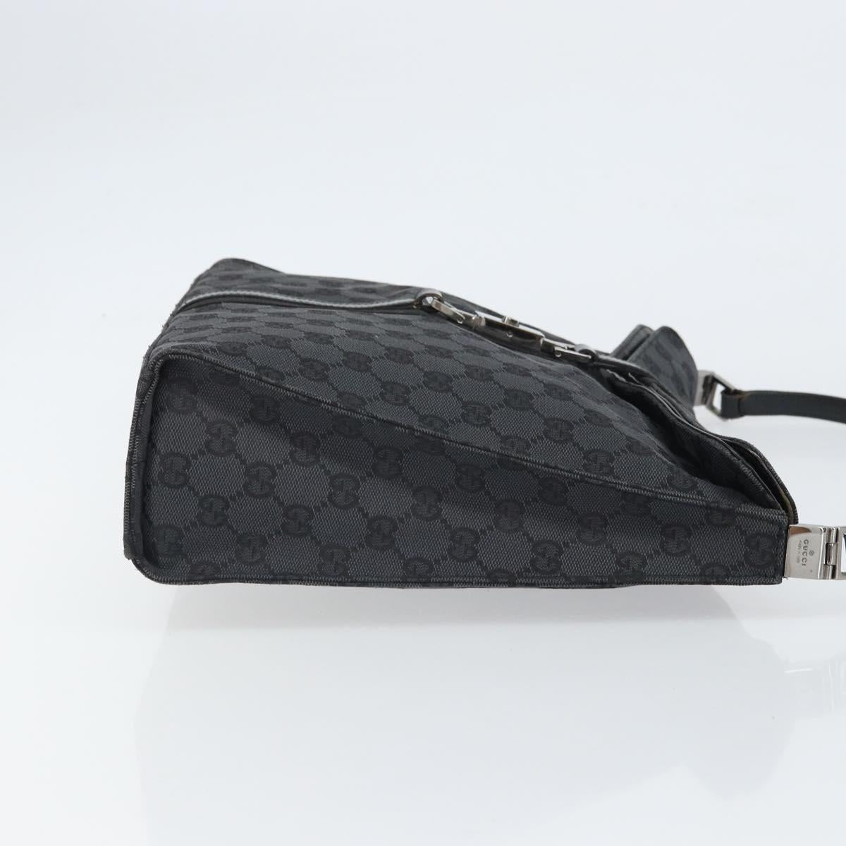GUCCI GG Canvas Jackie Shoulder Bag Black Silver 001 3355 2123 Auth 163556