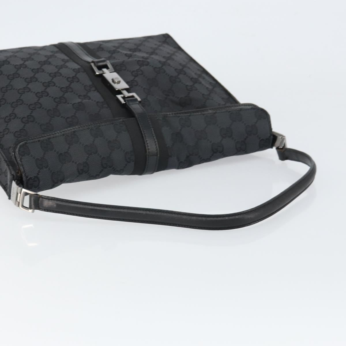 GUCCI GG Canvas Jackie Shoulder Bag Black Silver 001 3355 2123 Auth 163556