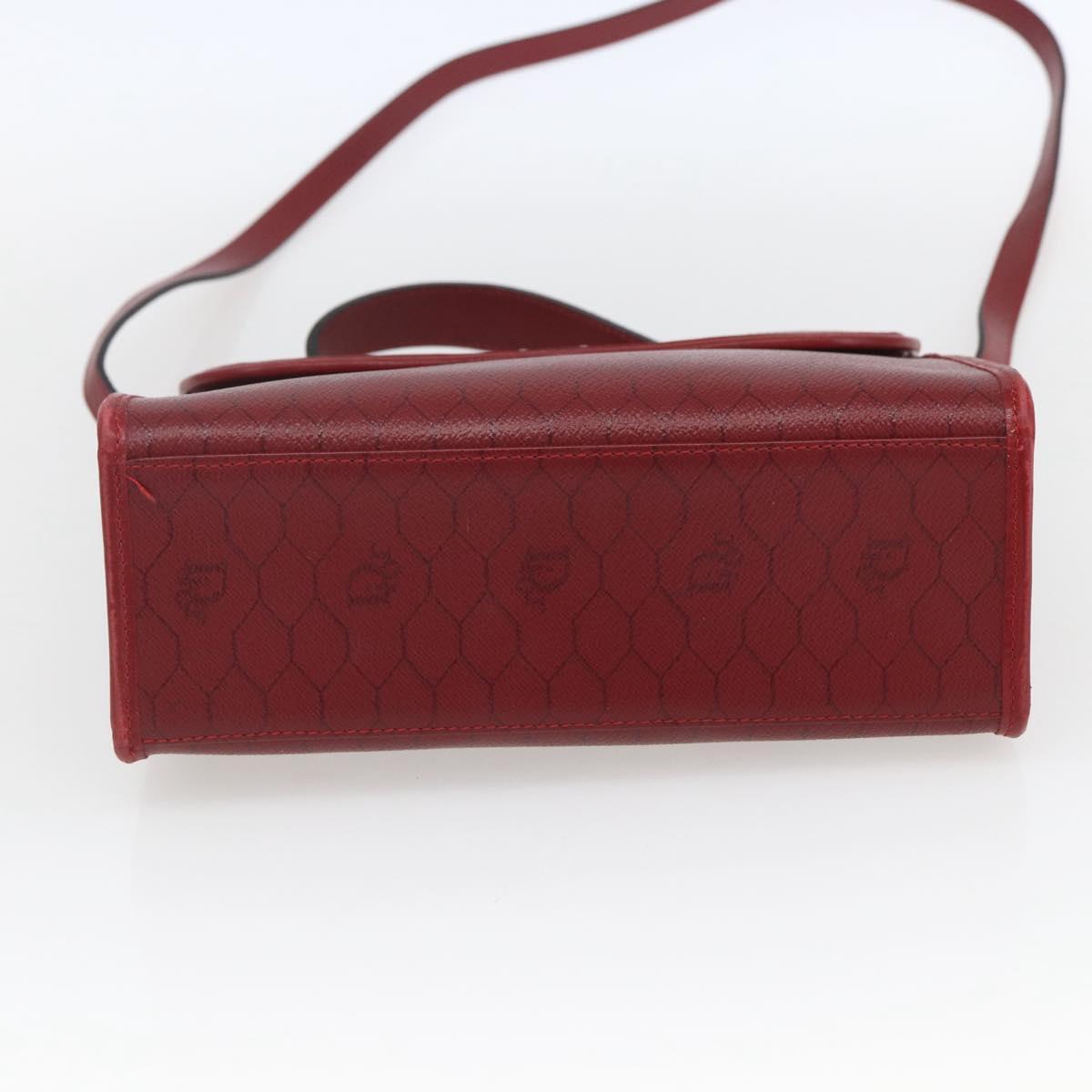 Christian Dior Honeycomb Canvas Hand Bag PVC Leather 2way Red Gold Auth 163559