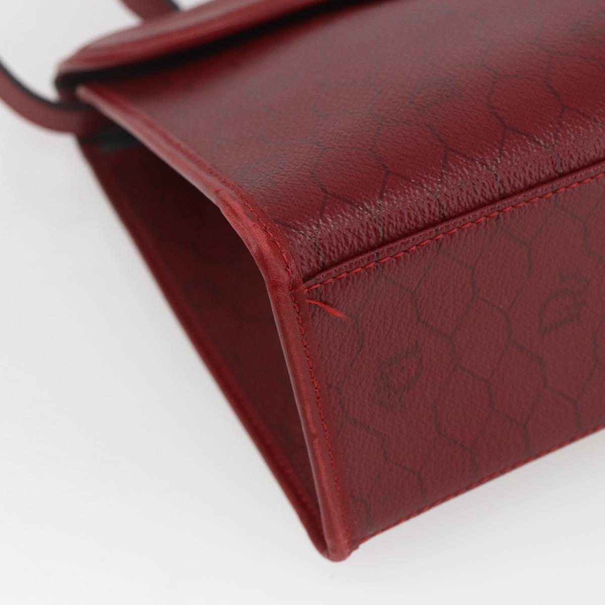 Christian Dior Honeycomb Canvas Hand Bag PVC Leather 2way Red Gold Auth 163559