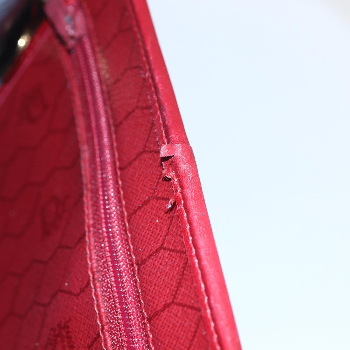 Christian Dior Honeycomb Canvas Hand Bag PVC Leather 2way Red Gold Auth 163559