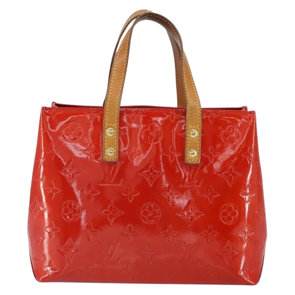 LOUIS VUITTON Monogram Vernis Reade PM Hand Bag Red Rouge M91088 LV Auth 163560