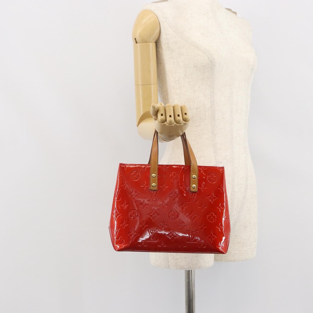 LOUIS VUITTON Monogram Vernis Reade PM Hand Bag Red Rouge M91088 LV Auth 163560