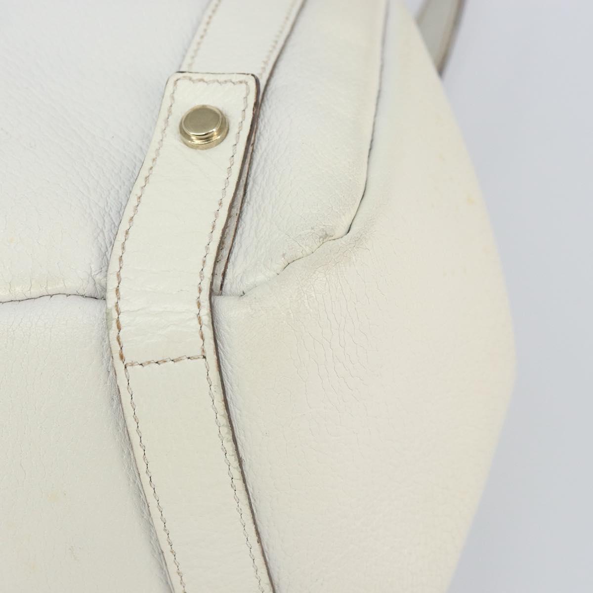 GUCCI Abbey Tote Bag Leather White Gold 130736 Auth 163566
