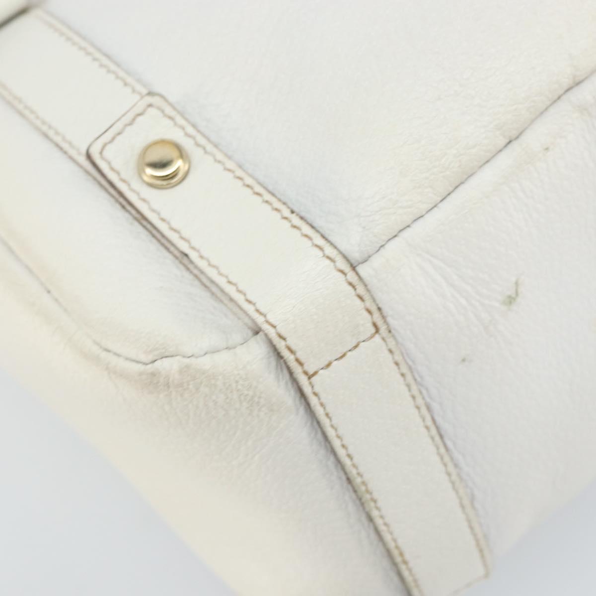 GUCCI Abbey Tote Bag Leather White Gold 130736 Auth 163566