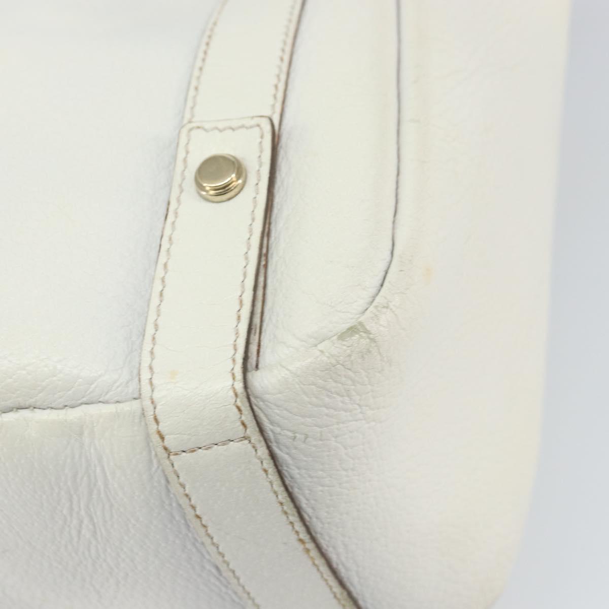 GUCCI Abbey Tote Bag Leather White Gold 130736 Auth 163566