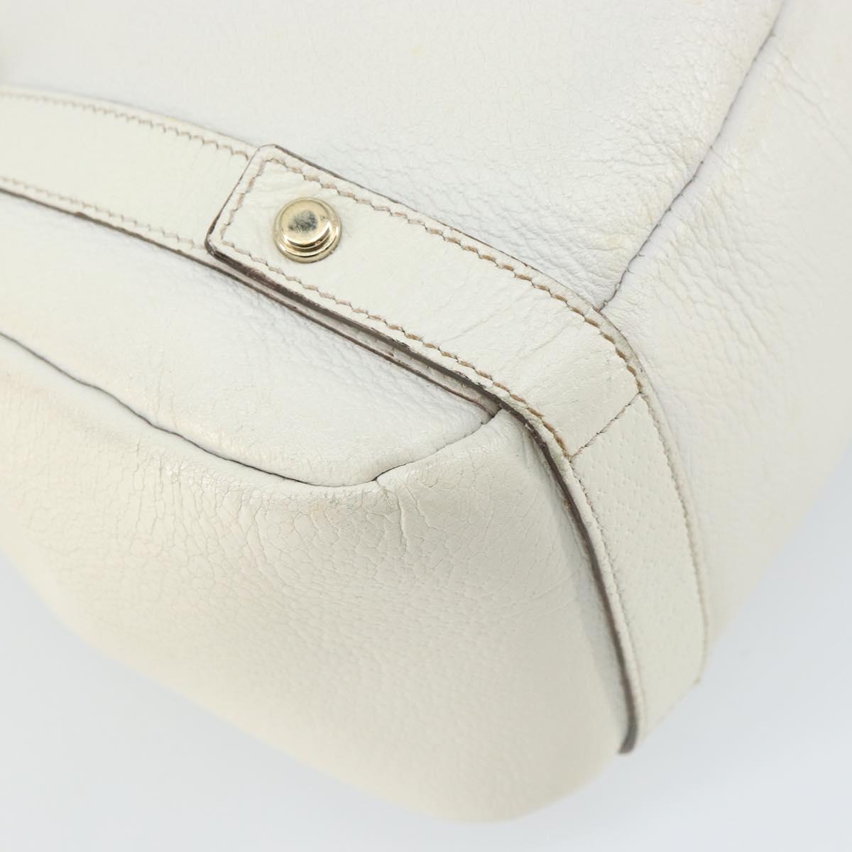 GUCCI Abbey Tote Bag Leather White Gold 130736 Auth 163566