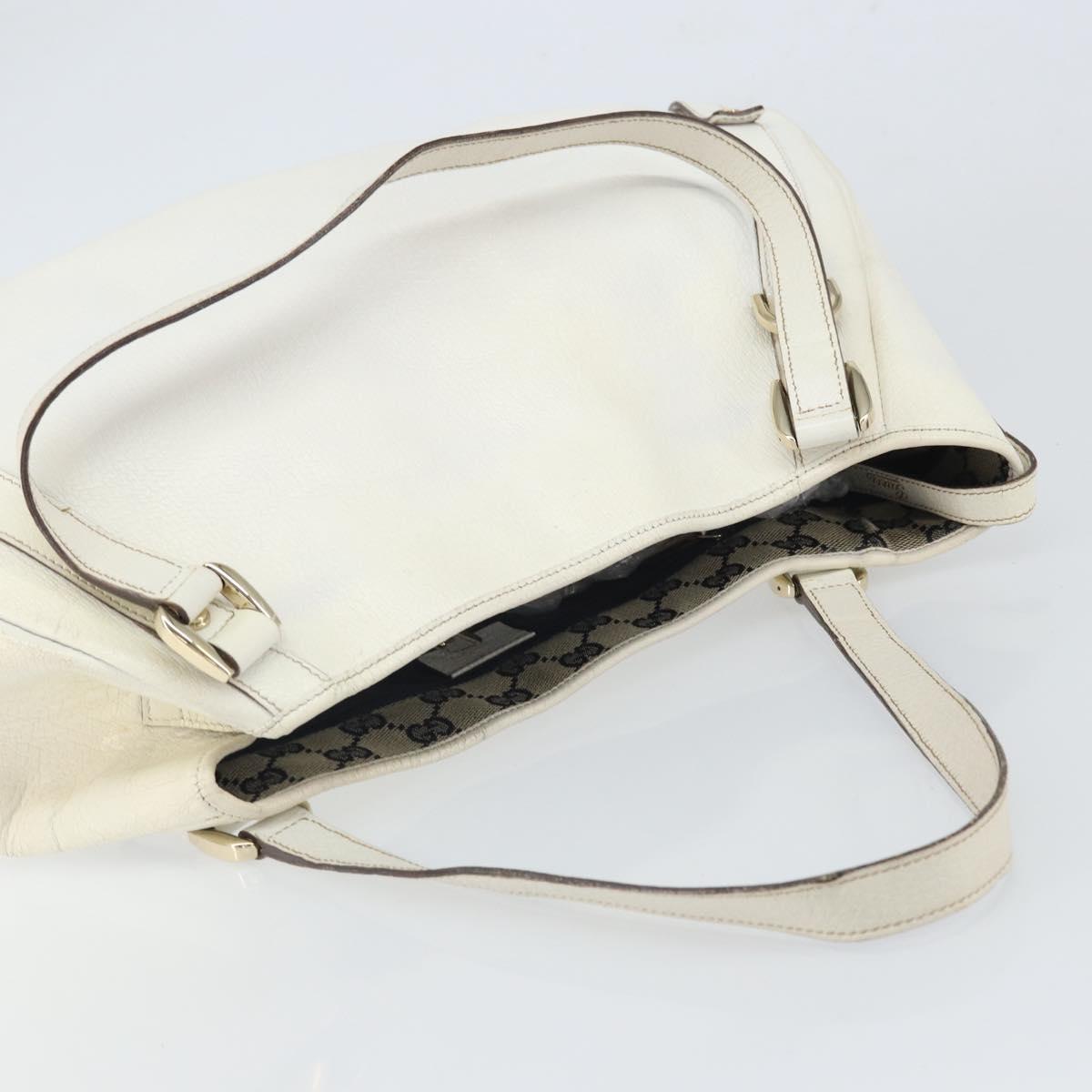 GUCCI Abbey Tote Bag Leather White Gold 130736 Auth 163566
