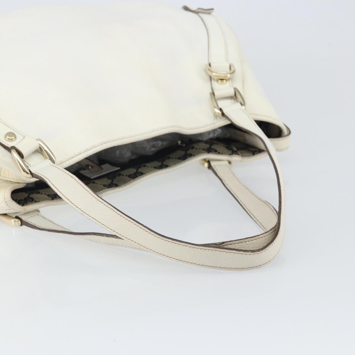 GUCCI Abbey Tote Bag Leather White Gold 130736 Auth 163566