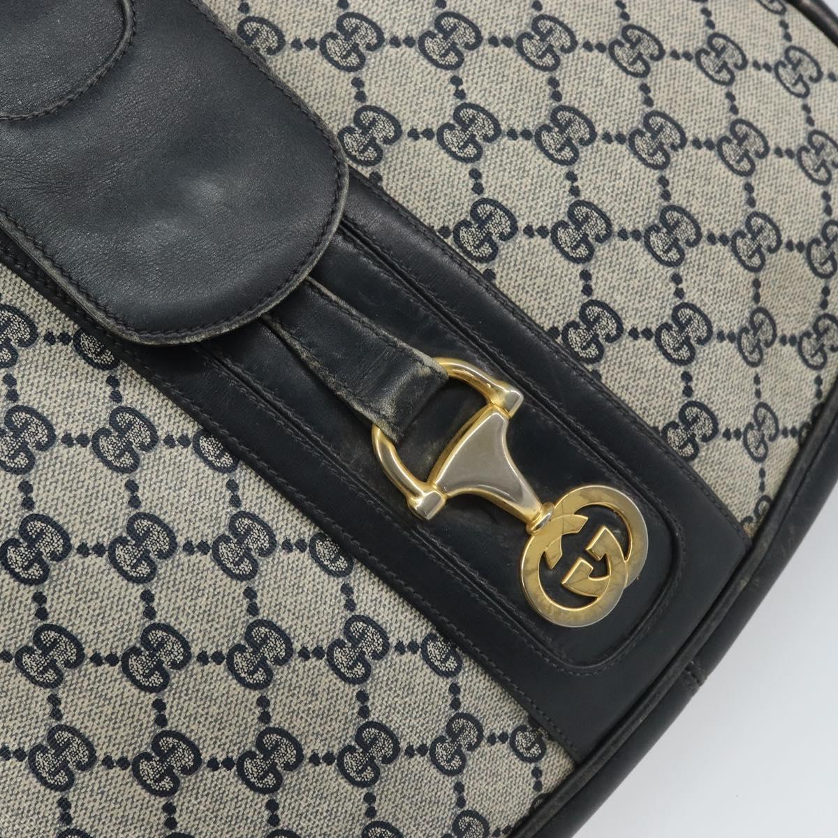 GUCCI GG Supreme Horsebit Shoulder Bag PVC Navy Gold Auth 163567