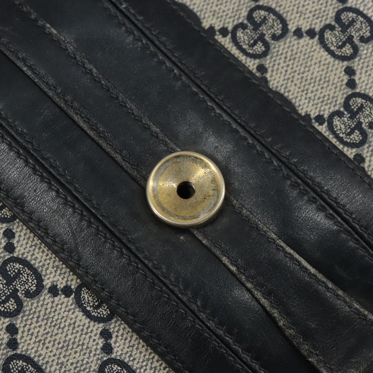 GUCCI GG Supreme Horsebit Shoulder Bag PVC Navy Gold Auth 163567