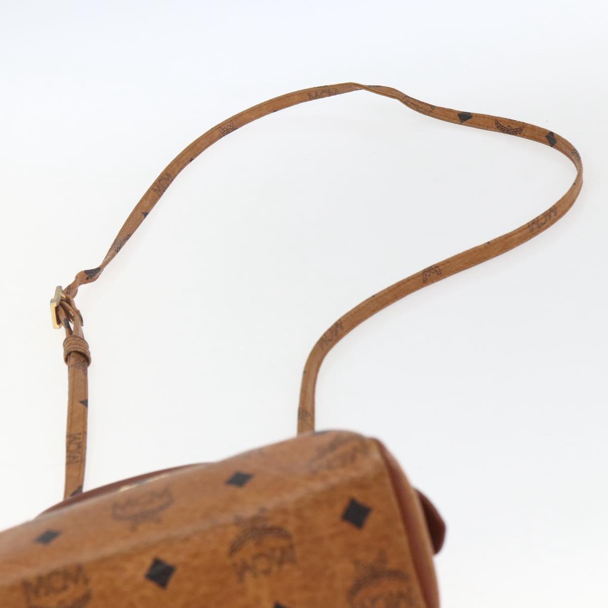 MCM Vicetos Logogram Mini Boston Bag PVC Leather 2way Brown Gold Auth 163568