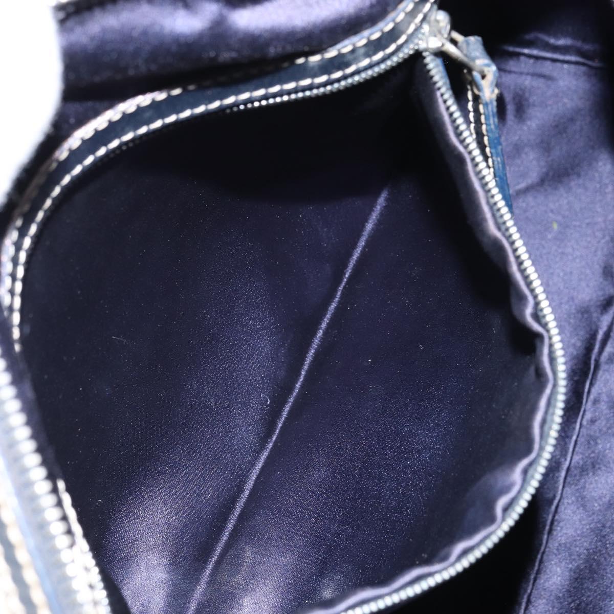 FENDI Zucchino Canvas Boston Bag Navy Silver Auth 163575