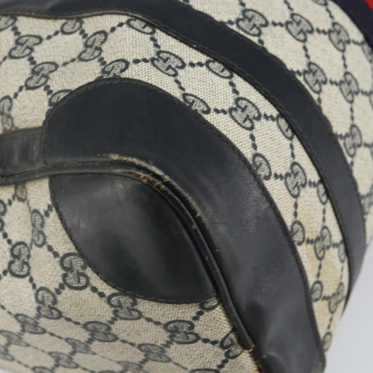 GUCCI GG Supreme Sherry Line Boston Bag PVC Navy Gold Red Auth 163578