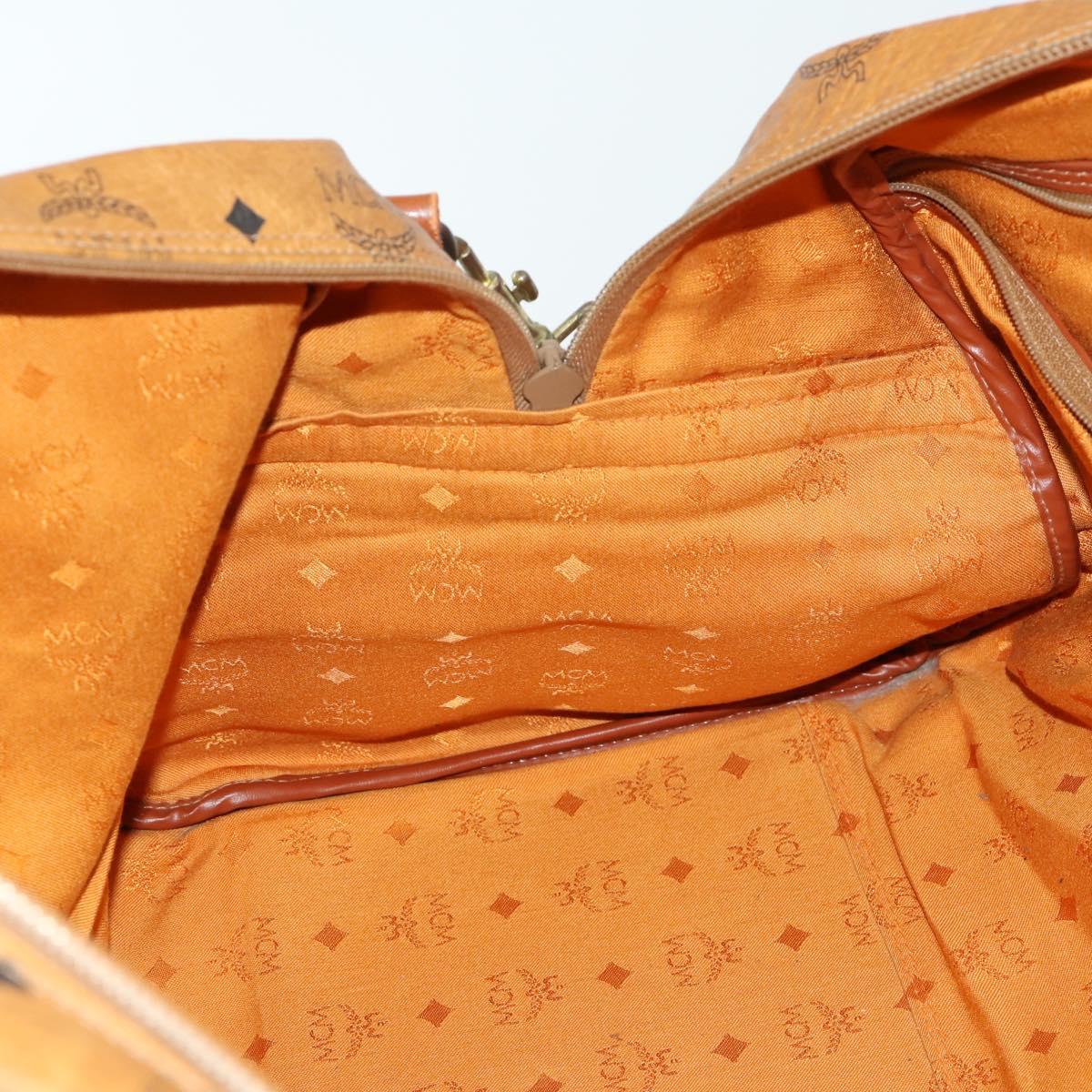 MCM Vicetos Logogram Boston Bag PVC Leather 2way Brown Gold Auth 163581
