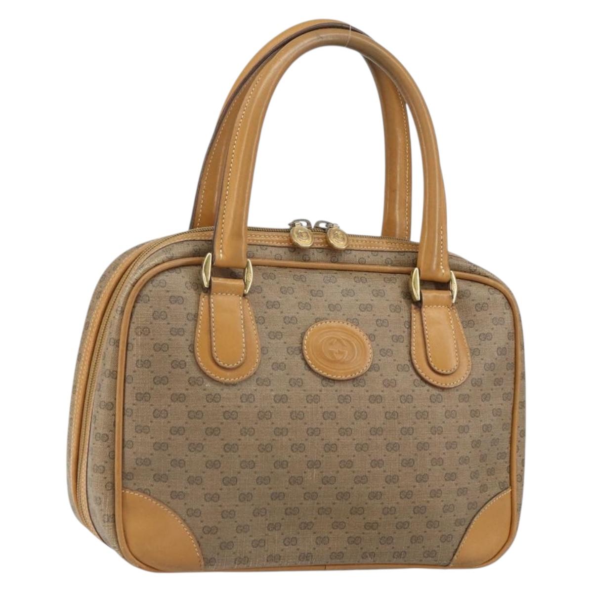 GUCCI Micro GG Supreme Hand Bag PVC Beige Gold 000 39 0090 Auth 163590