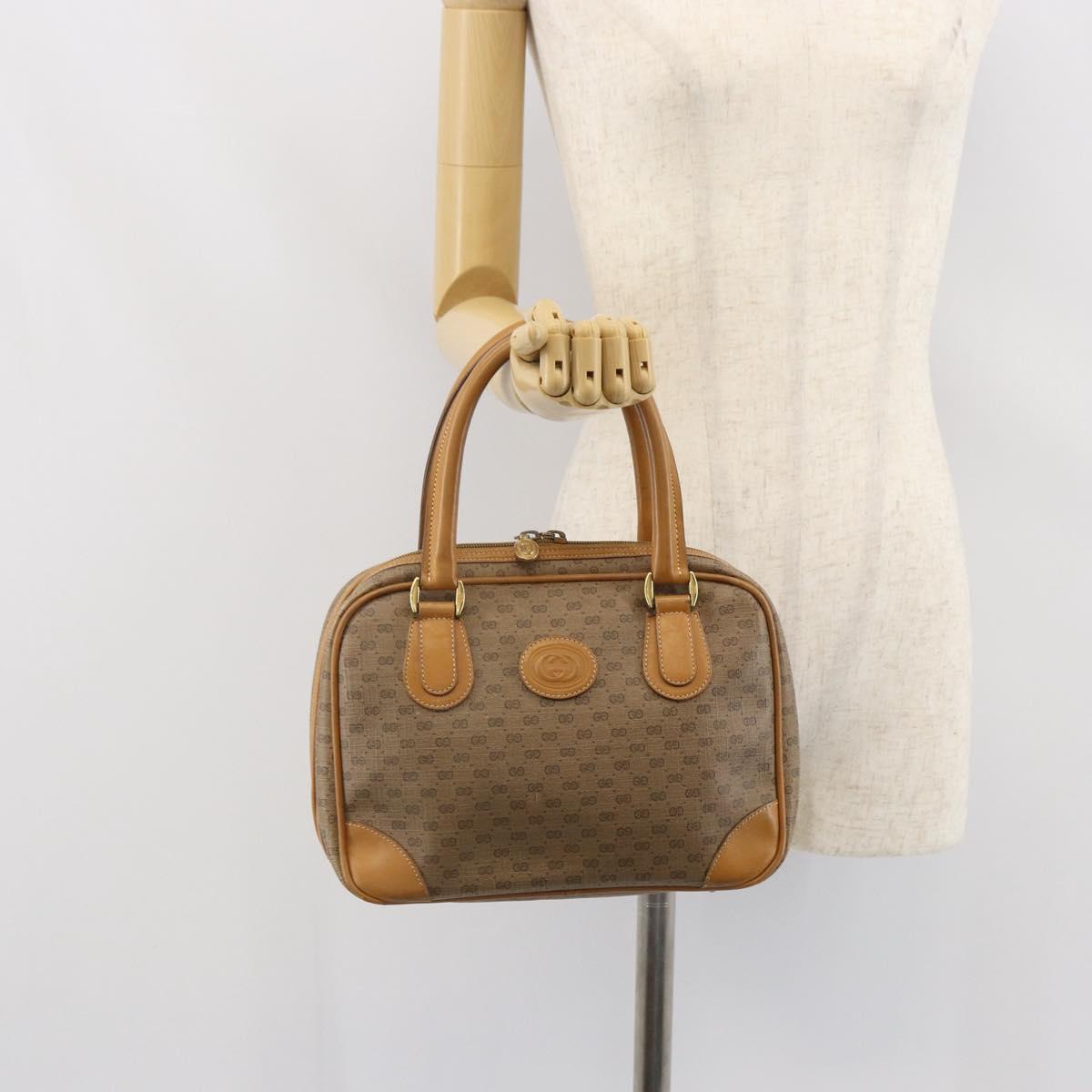 GUCCI Micro GG Supreme Hand Bag PVC Beige Gold 000 39 0090 Auth 163590