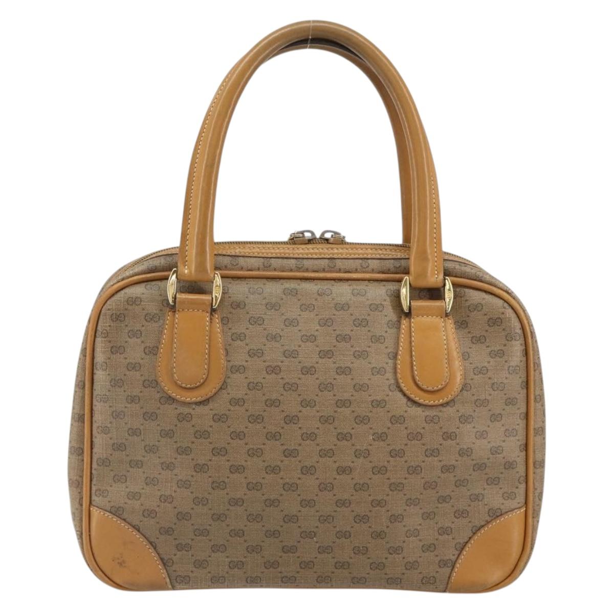 GUCCI Micro GG Supreme Hand Bag PVC Beige Gold 000 39 0090 Auth 163590
