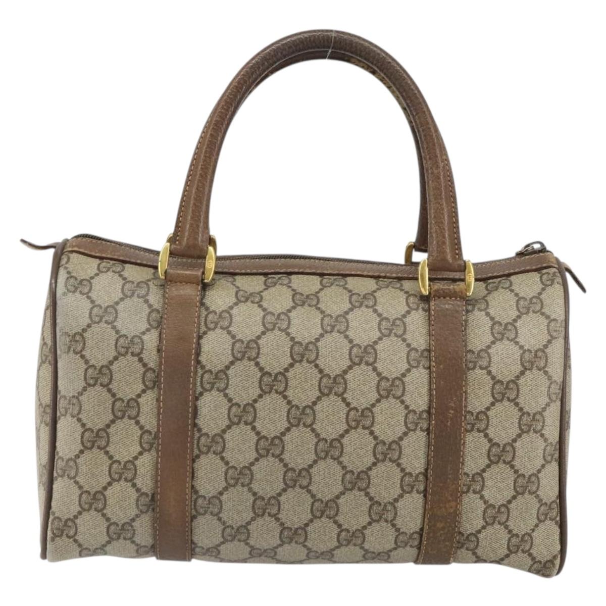 GUCCI GG Supreme Web Sherry Line Boston Bag PVC Beige Gold 39 02 006 Auth 163597