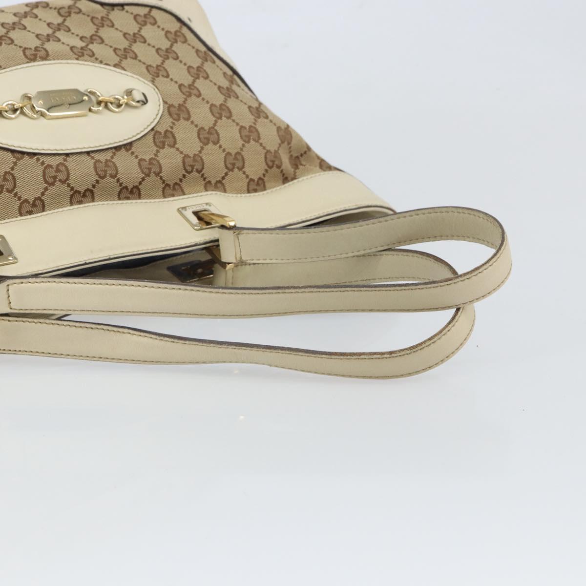 GUCCI GG Canvas Tote Bag Beige Gold 145993 Auth 163599