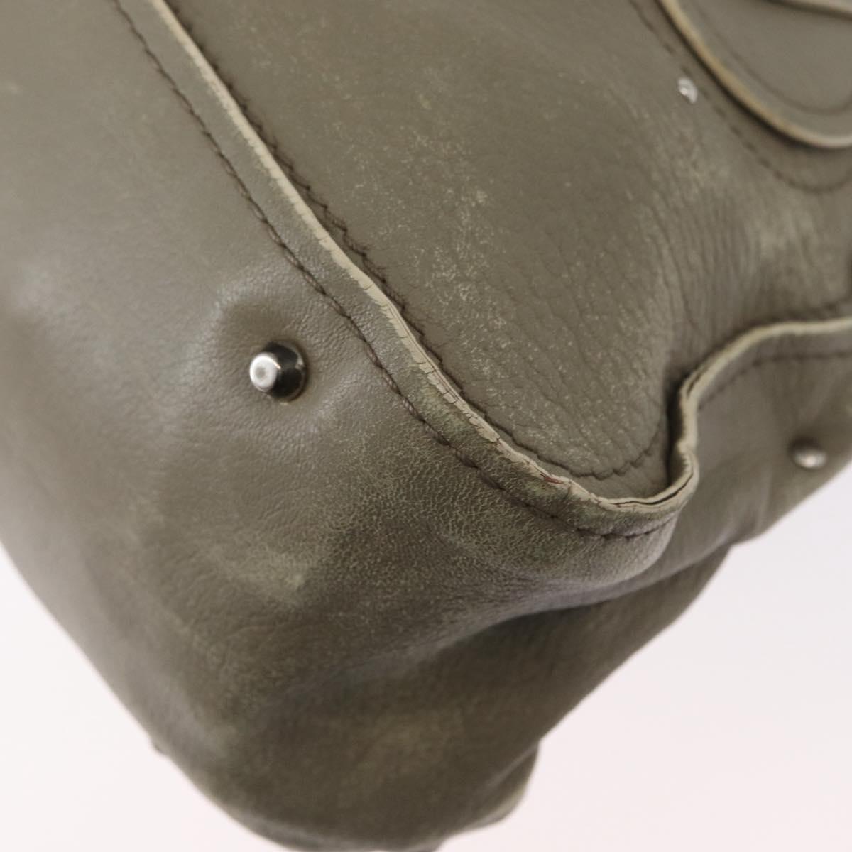 Chloe Paddington Hand Bag Leather Khaki Silver Auth 163603V