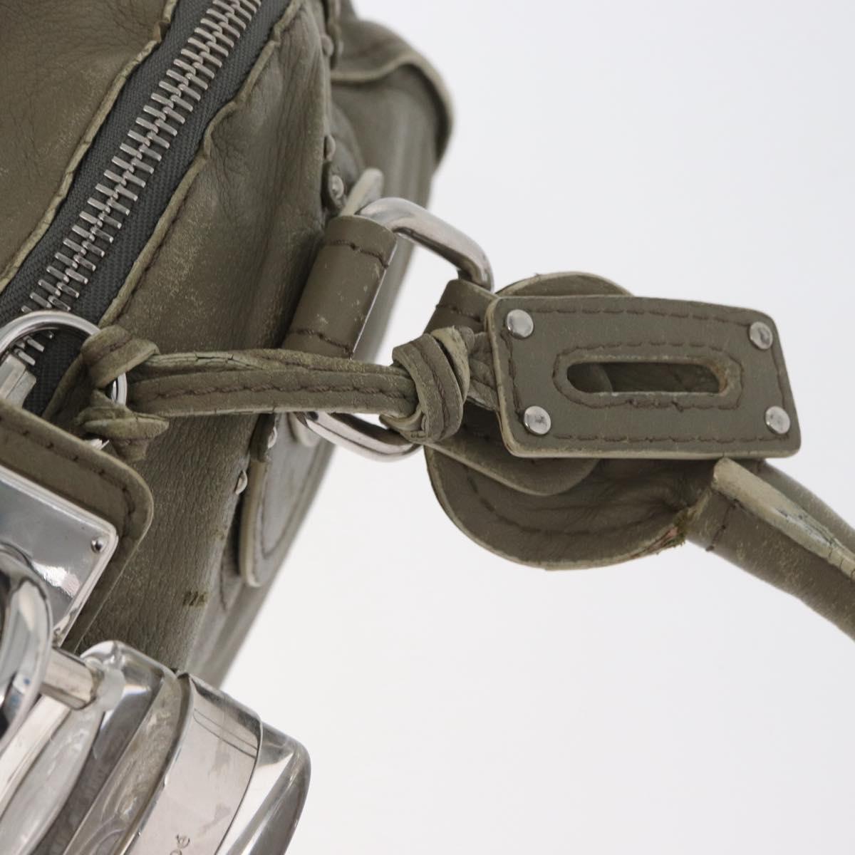 Chloe Paddington Hand Bag Leather Khaki Silver Auth 163603V