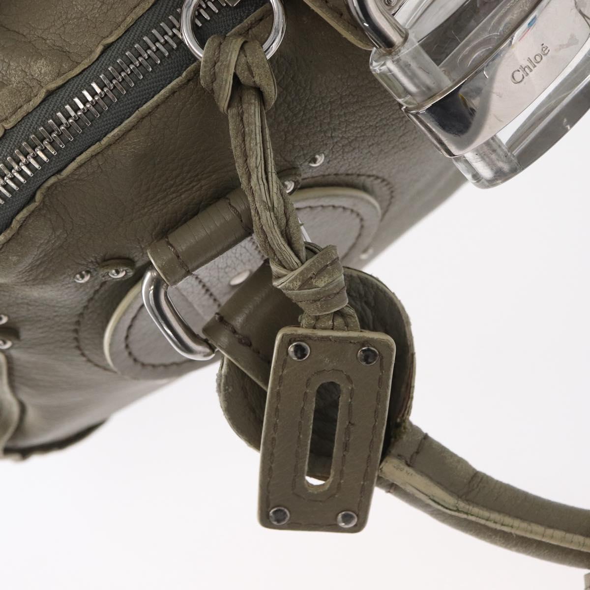 Chloe Paddington Hand Bag Leather Khaki Silver Auth 163603V