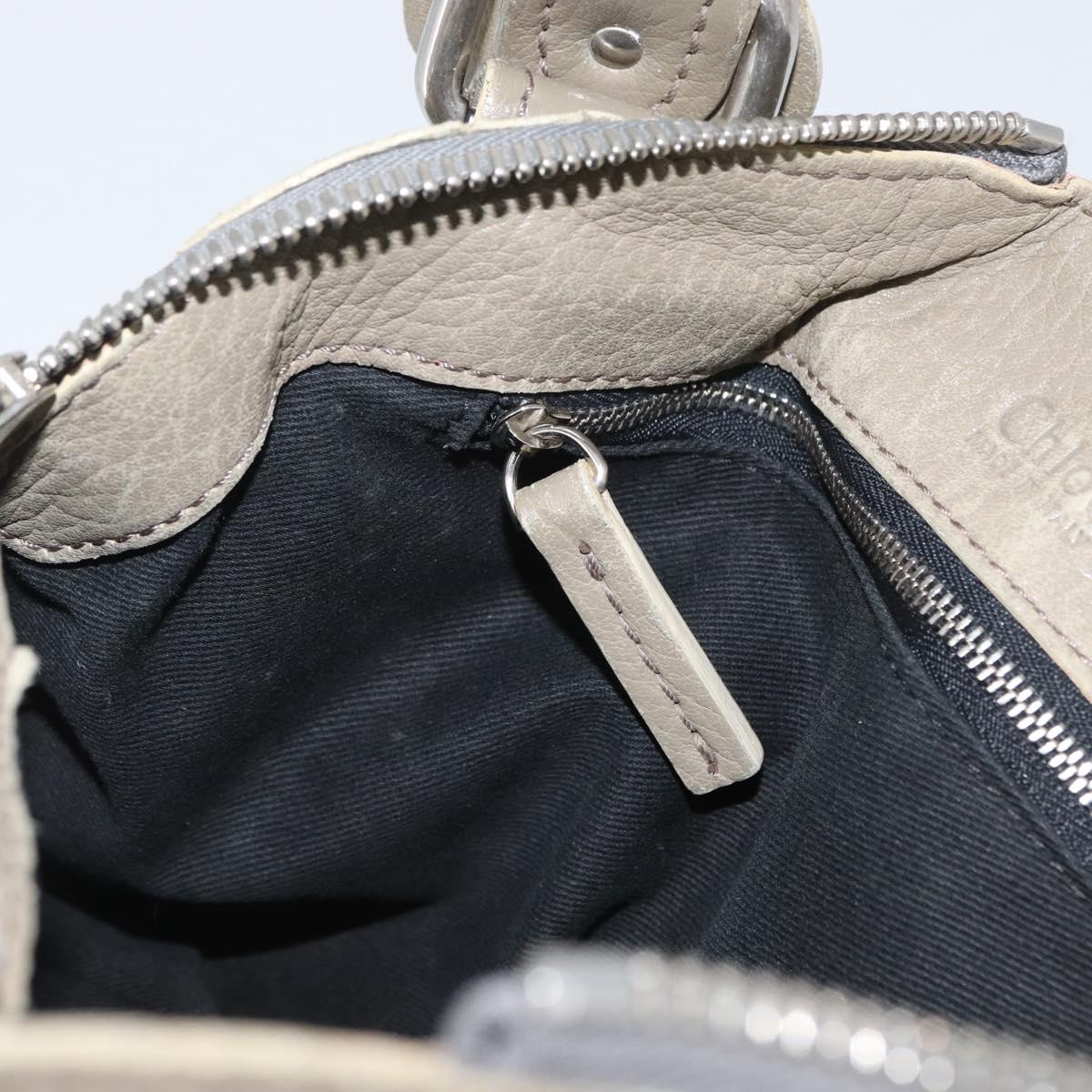 Chloe Paddington Hand Bag Leather Khaki Silver Auth 163603V
