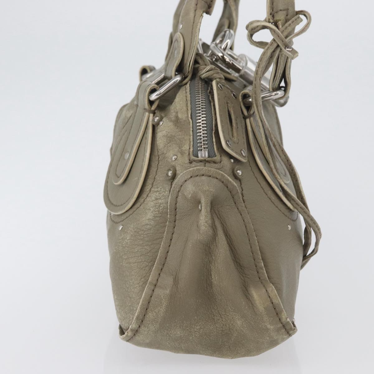 Chloe Paddington Hand Bag Leather Khaki Silver Auth 163603V