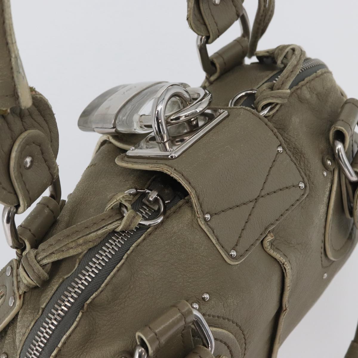 Chloe Paddington Hand Bag Leather Khaki Silver Auth 163603V