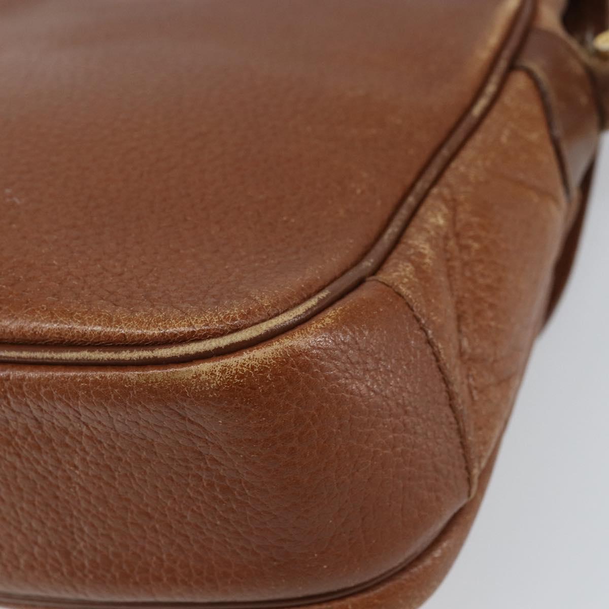 Burberrys Shoulder Bag Leather Brown Gold Auth 163613