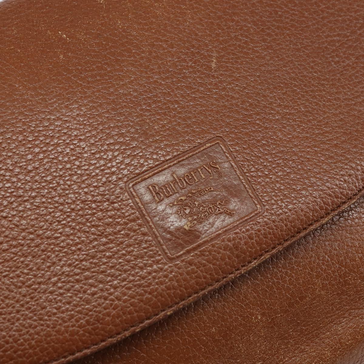 Burberrys Shoulder Bag Leather Brown Gold Auth 163613