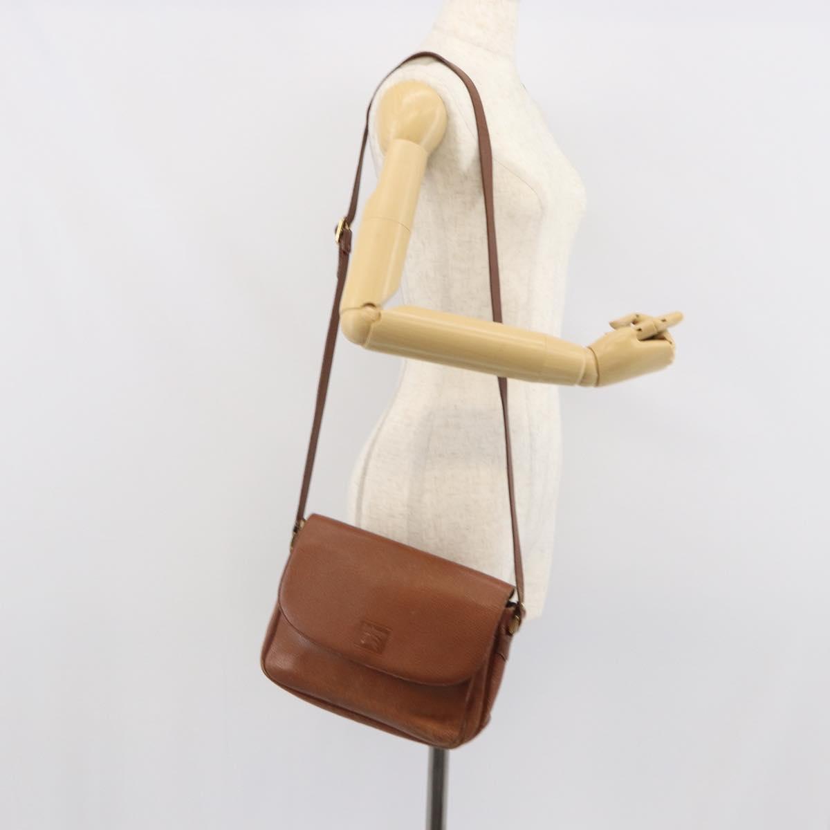Burberrys Shoulder Bag Leather Brown Gold Auth 163613