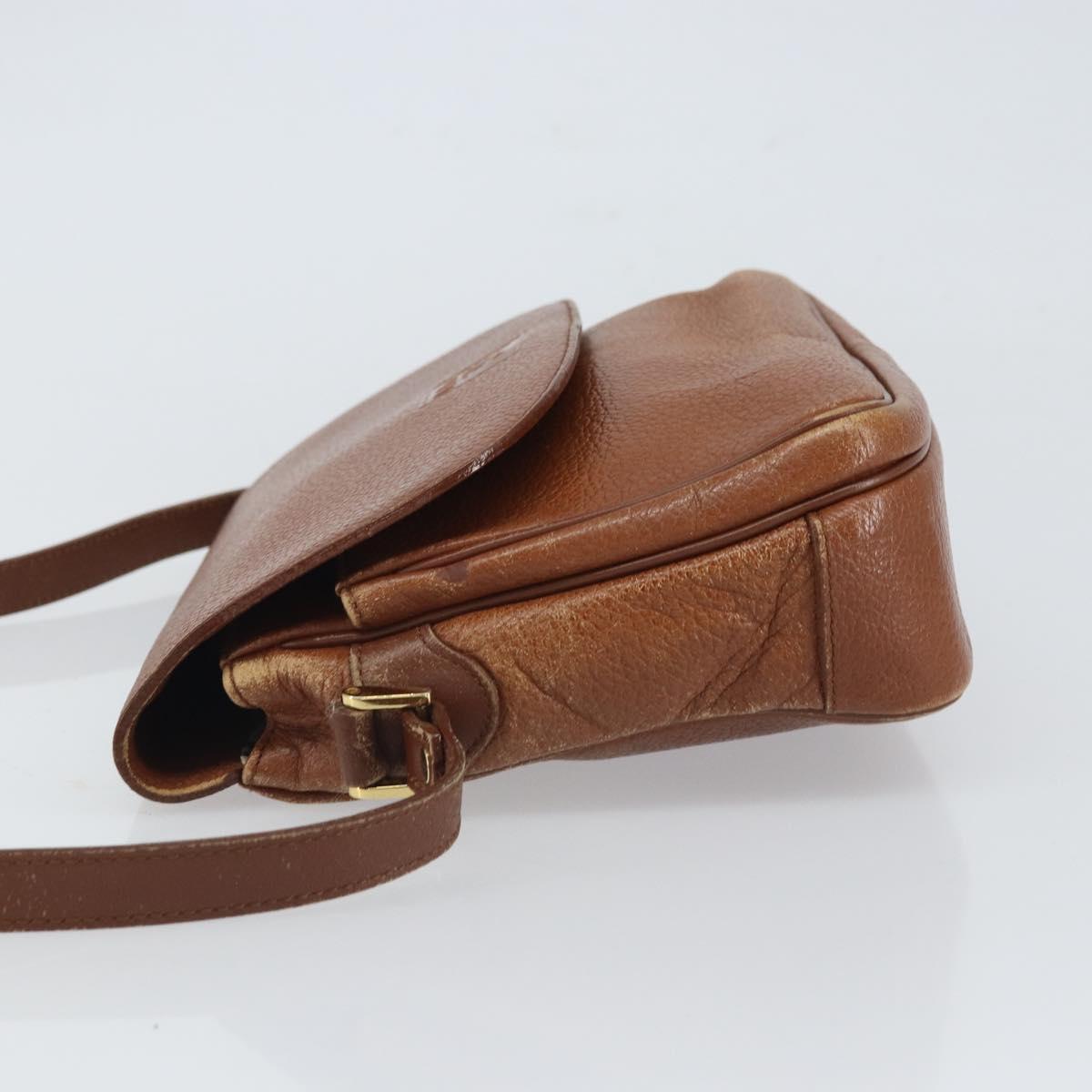Burberrys Shoulder Bag Leather Brown Gold Auth 163613