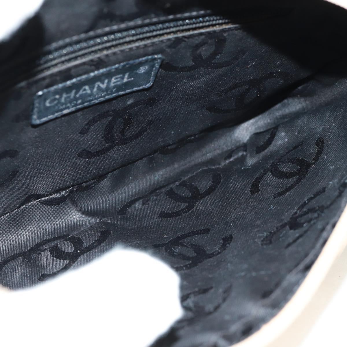 CHANEL Cambon Line Matelasse Shoulder Bag Leather Beige Silver CC Auth 163616V