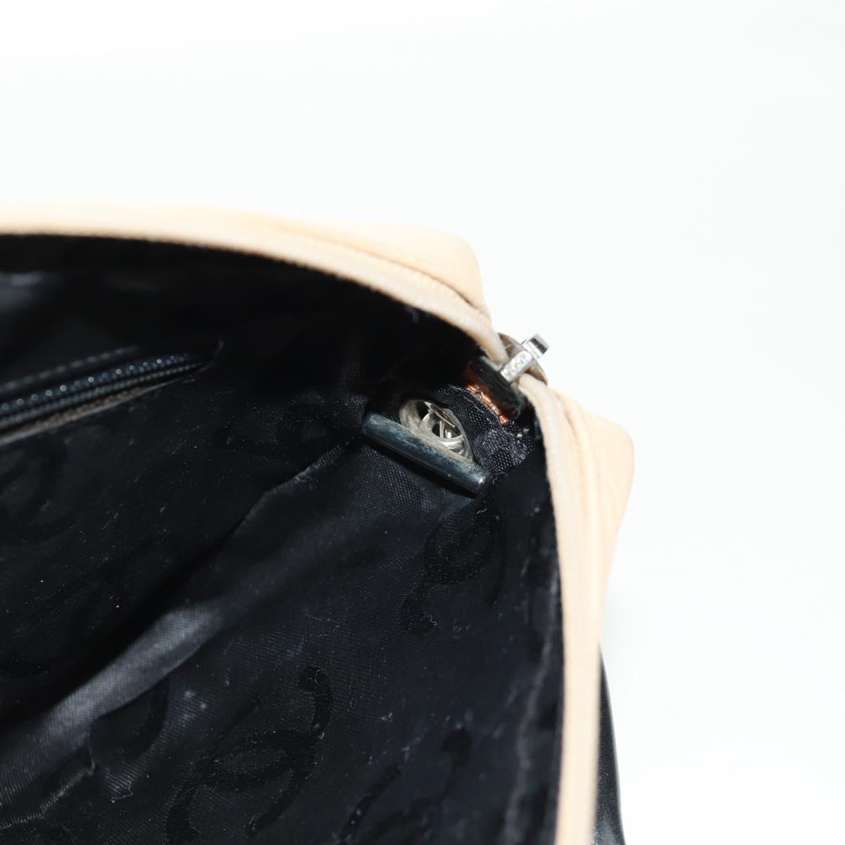 CHANEL Cambon Line Matelasse Shoulder Bag Leather Beige Silver CC Auth 163616V