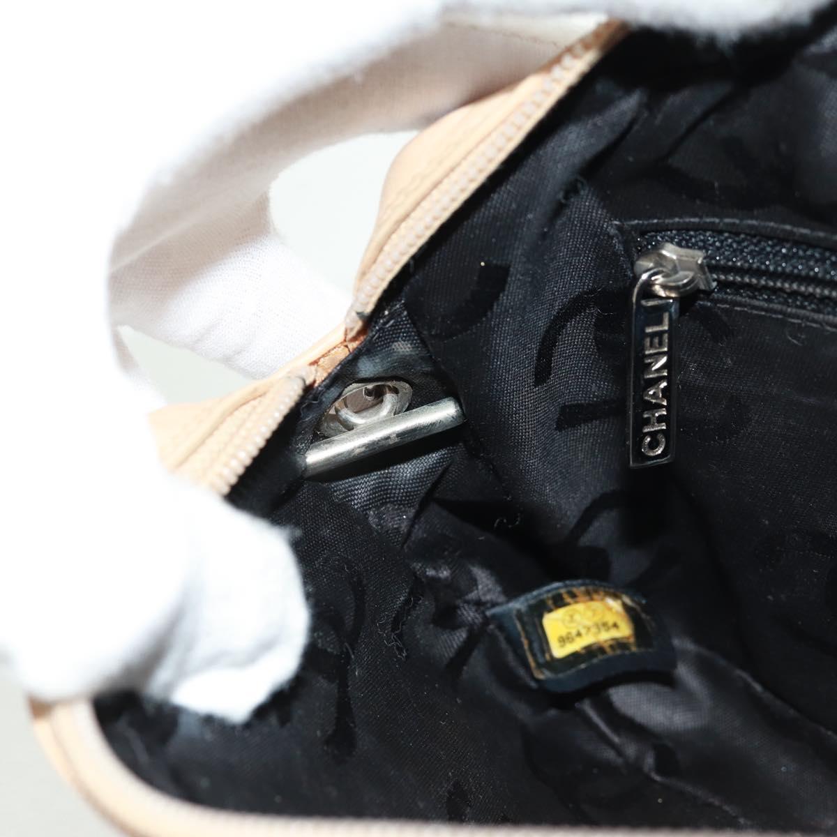 CHANEL Cambon Line Matelasse Shoulder Bag Leather Beige Silver CC Auth 163616V