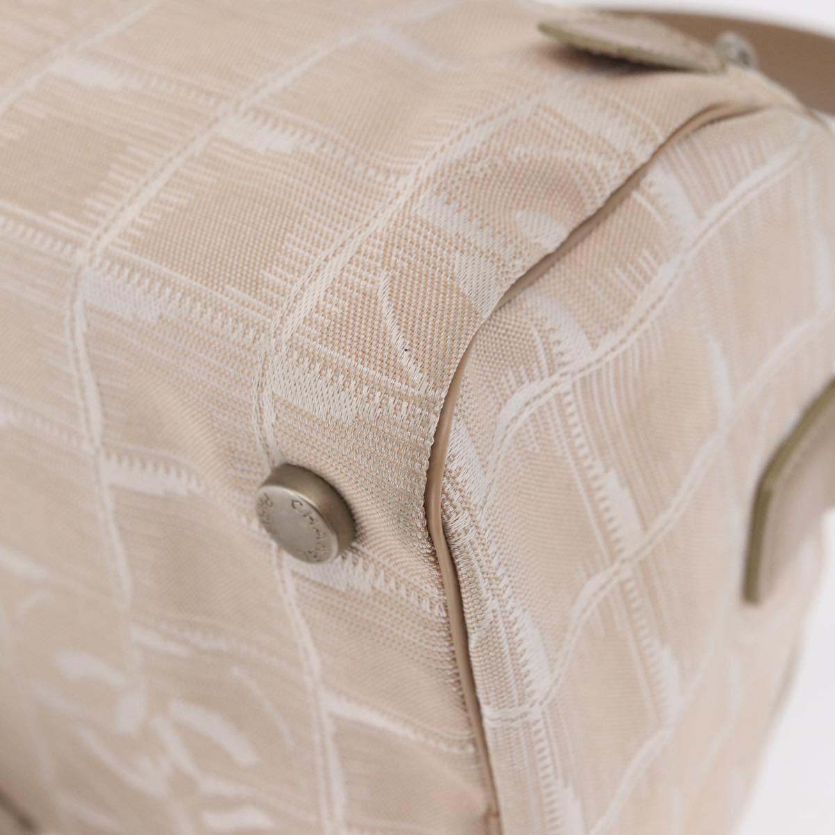 CHANEL New Travel line Hand Bag Nylon Beige Silver CC Auth 163622