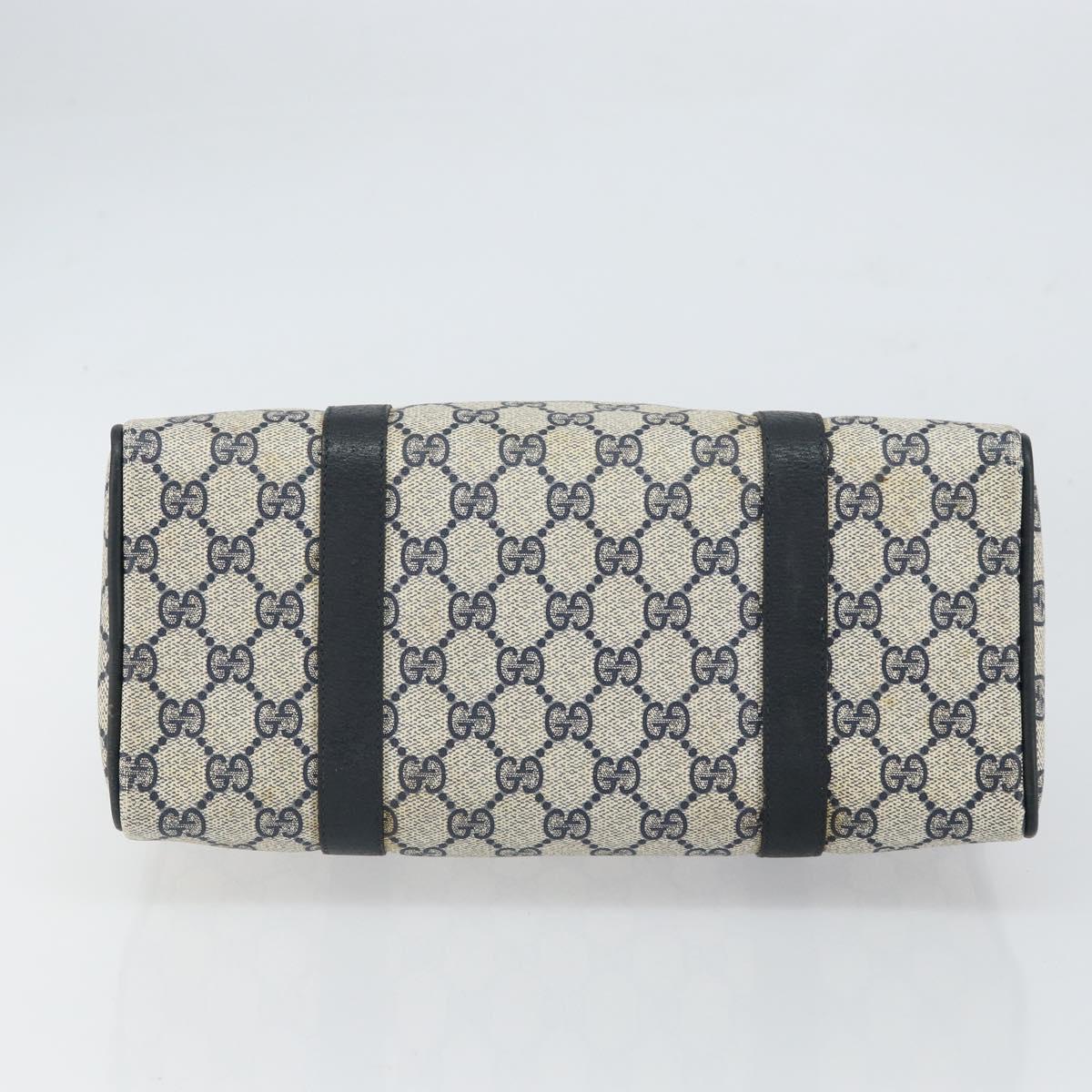 GUCCI GG Supreme Sherry Line Boston Bag PVC Navy Gold Red 111 02 006 Auth 163624