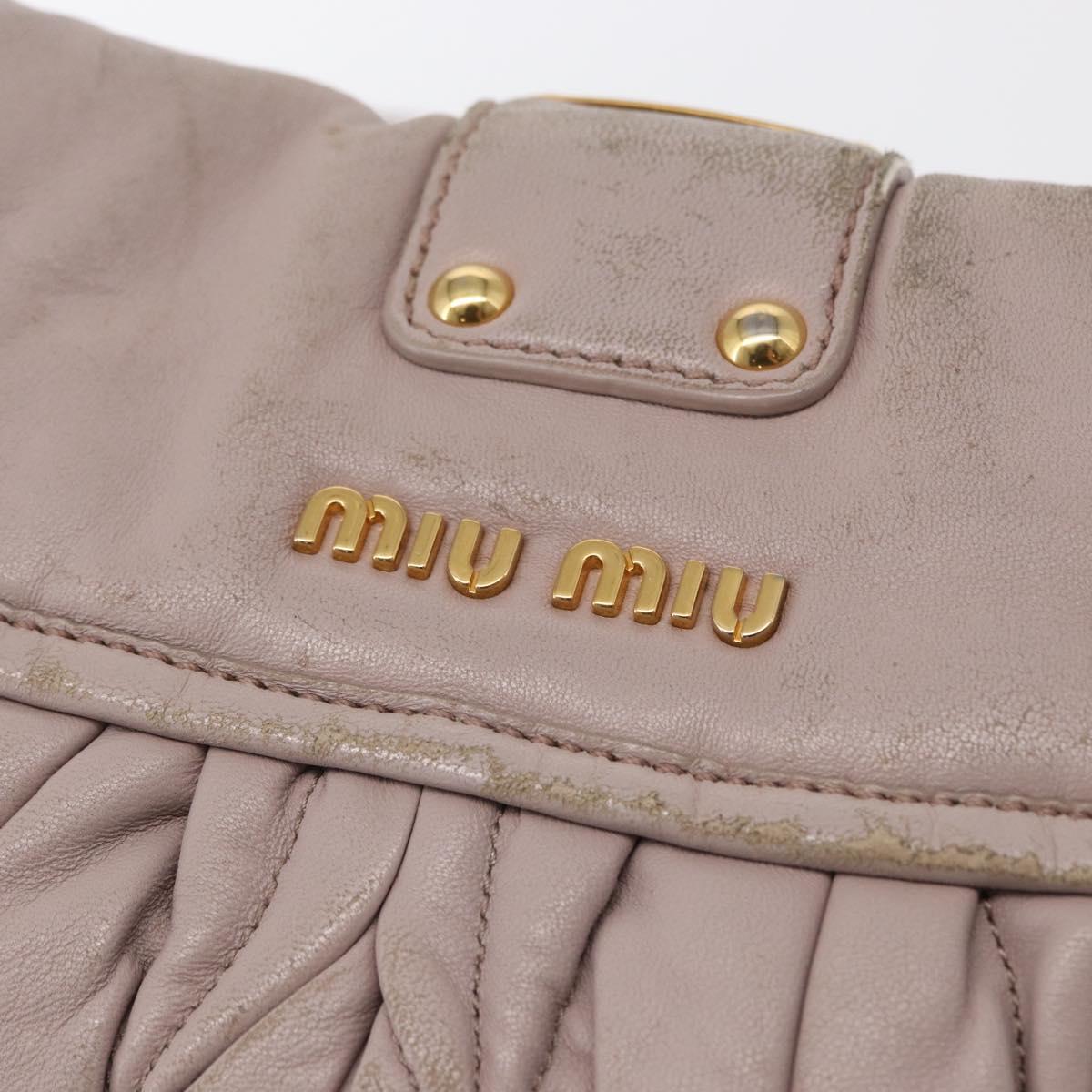 Miu Miu Matelasse Shoulder Bag Leather Pink Gold Auth 163628