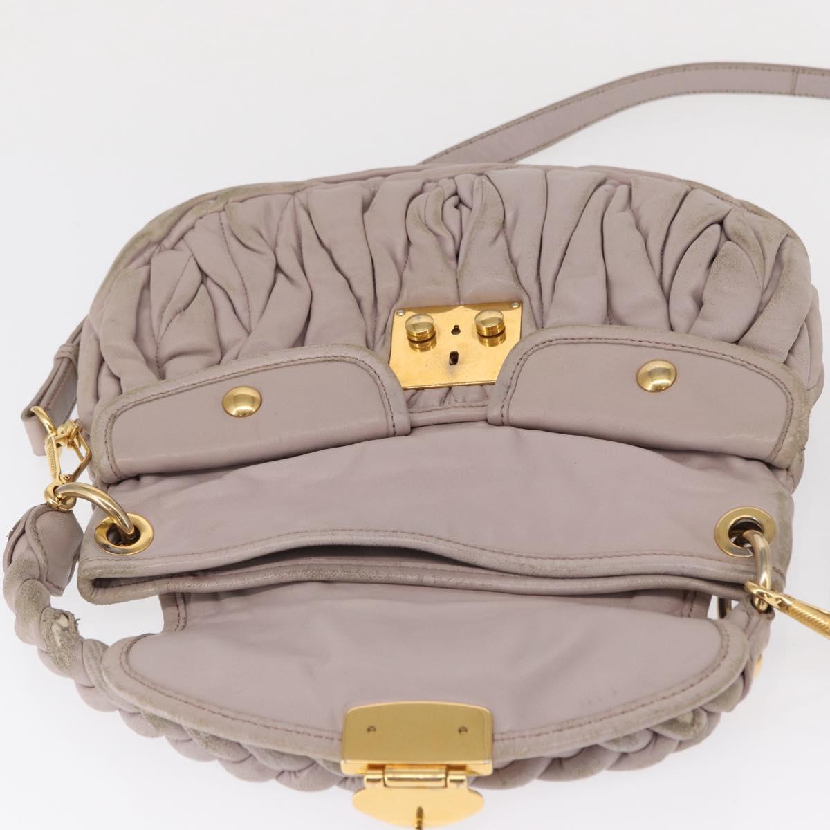 Miu Miu Matelasse Shoulder Bag Leather Pink Gold Auth 163628