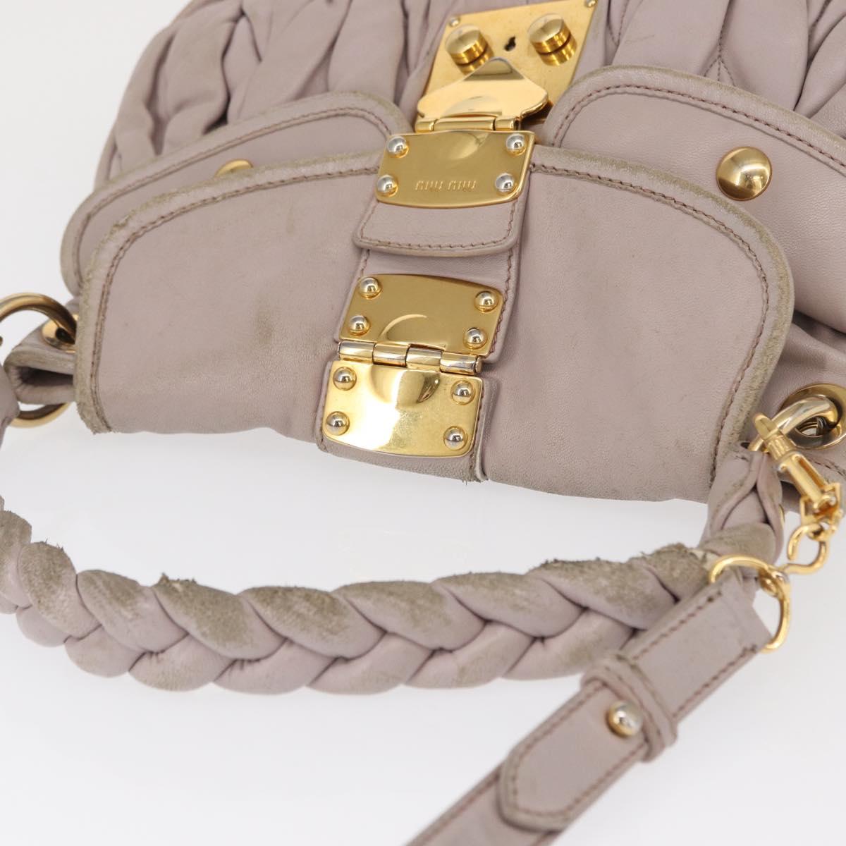 Miu Miu Matelasse Shoulder Bag Leather Pink Gold Auth 163628
