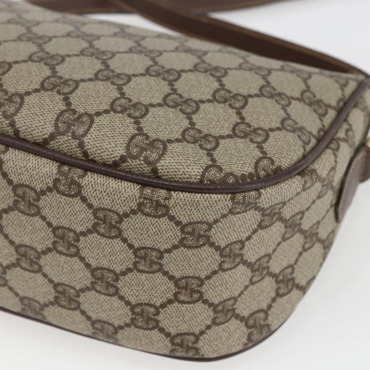 GUCCI GG Supreme Web Sherry Line Shoulder Bag PVC Beige Gold Auth 163629