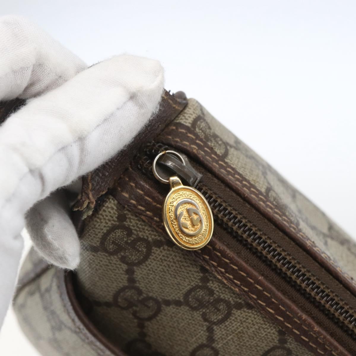 GUCCI GG Supreme Web Sherry Line Shoulder Bag PVC Beige Gold Auth 163629