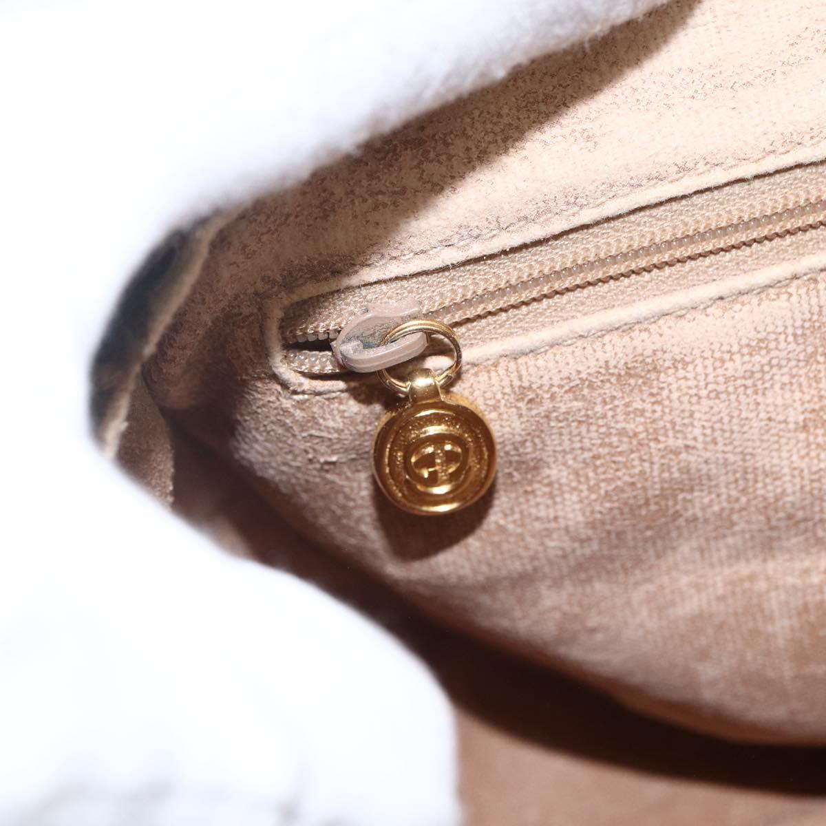 GUCCI GG Supreme Web Sherry Line Shoulder Bag PVC Beige Gold Auth 163629