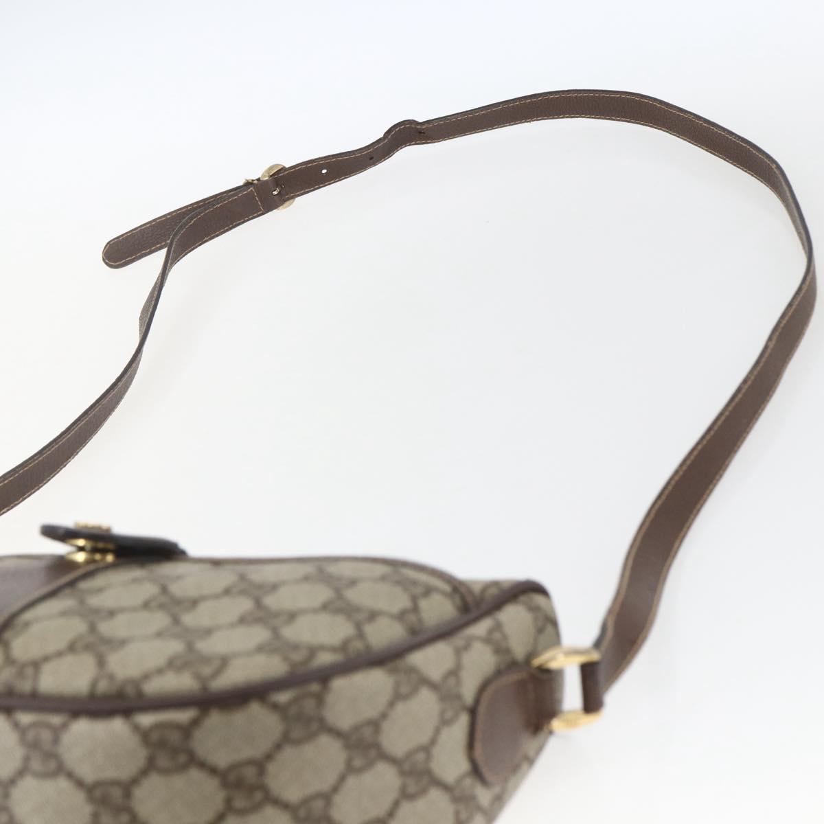 GUCCI GG Supreme Web Sherry Line Shoulder Bag PVC Beige Gold Auth 163629