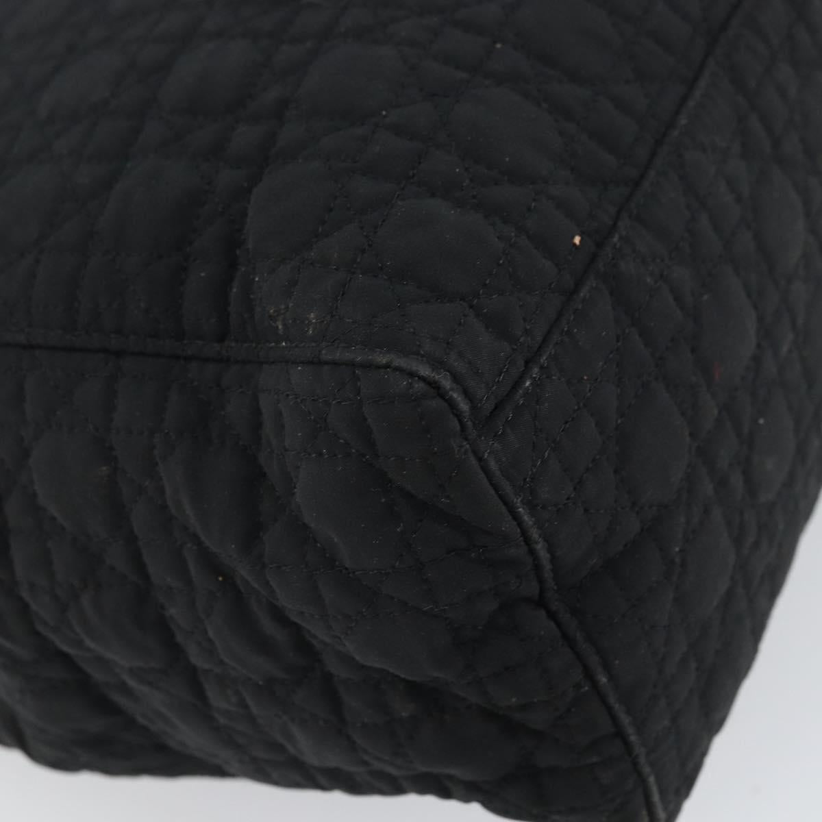 Christian Dior Lady Dior Canage Hand Bag Nylon Black Gold Auth 163634